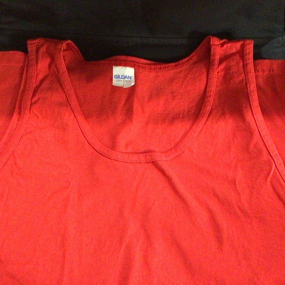Men's red sleeveless cotton t-shirt size XL
